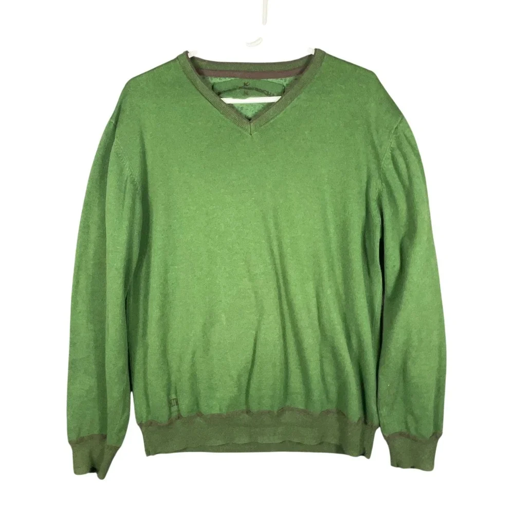 JOHN ROCHA GREEN V NECK SWEATER PULLOVER MEN SIZE M COTTON‎